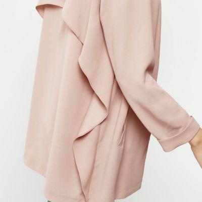 Pink frill back duster coat